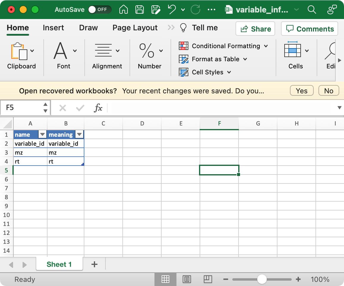 Example variable_info_note metadata table describing variable_info columns.